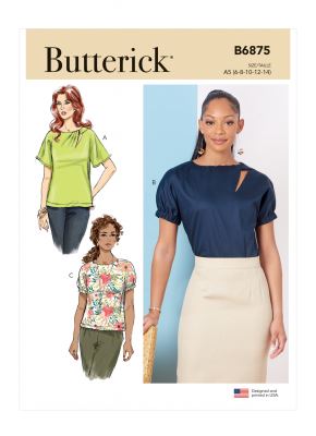 Wykrój Butterick na damskie bluzki w wiel. 42-50 B6875-F5