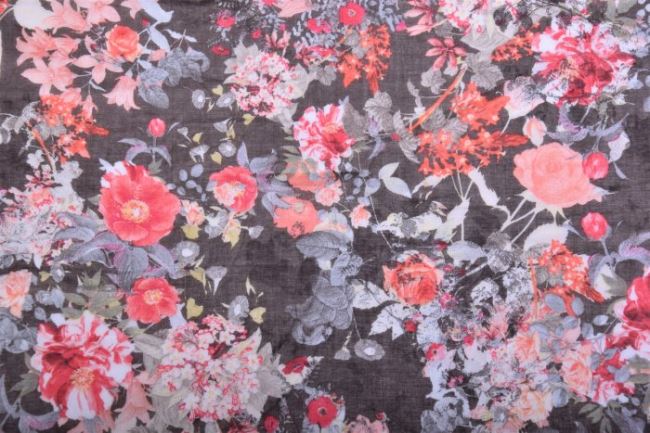 Lekka bawełna koszulowa w kwiaty V148