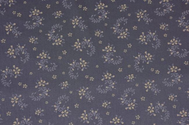 Tkanina bawełniana ciemnoszara z kwiatami TM2001-191