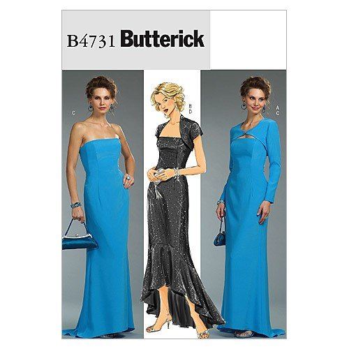 Wykrój Butterick na eleganckie długie suknie i bolerka w roz. 44-50 B4731/EE
