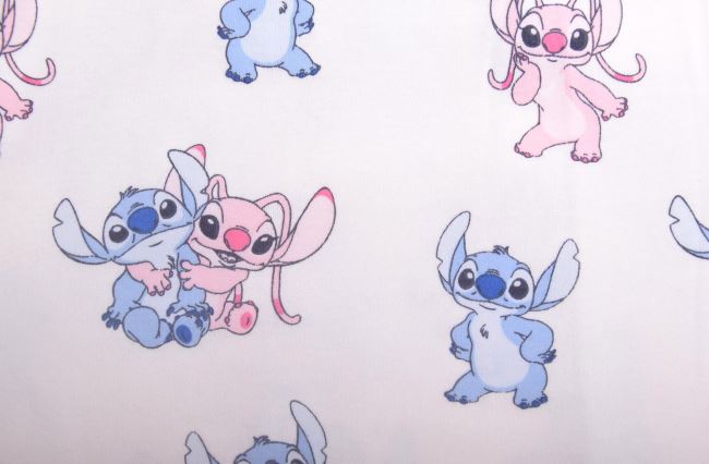 1 m kremowej bawełnianej dzianiny z postacią z bajki Lilo i Stitch DS-KUP125
