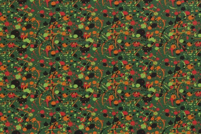Dzianina bawełniana w kolorze zielonym z abstrakcyjnym nadrukiem 19640/028