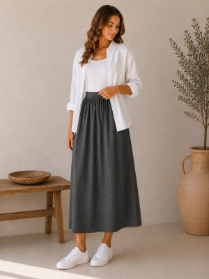 Komplet do spódnicy Tencel w kolorze szarym TS004 (2)
