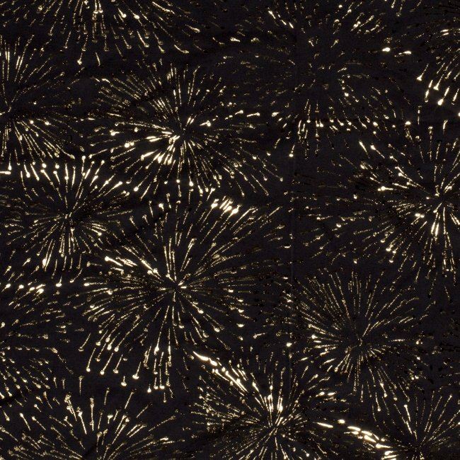 Dzianina bawełniana czarna z nadrukiem foliowych fajerwerków 12660/069