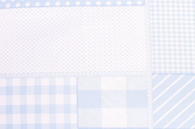 Bawełna jasno niebieska ze wzorem patchworku 05634/002