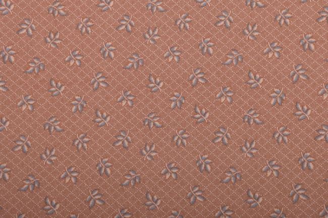 Amerykańska bawełna na patchwork z kolekcji Hickory Road jasnobrązowa z listkami 38061-24