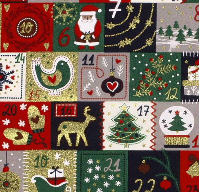 Tkanina bawełniana świąteczna z kalendarzem panele 20724/008