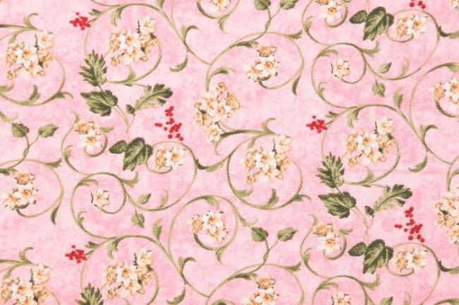 Amerykańska bawełna do patchworku różowa z ornamentami kwiatowymi 199PYOPM/68