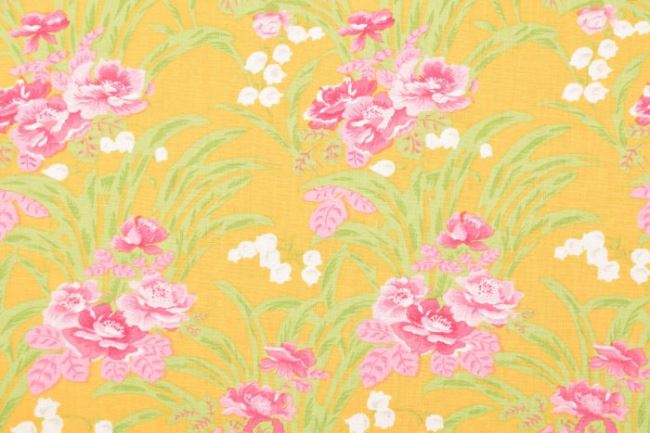 Amerykańska bawełna do patchworku żółta z kwiatami 199PYOPM/84