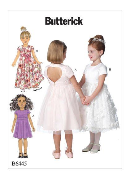 Wykrój Butterick na dziecięce eleganckie sukienki w roz. 92-116 B6445-CDD