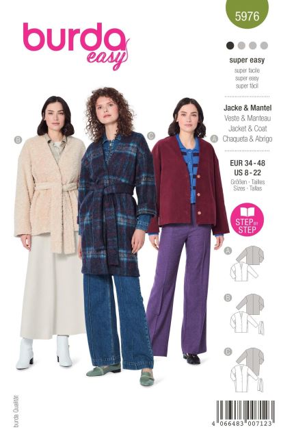 Wykrój na damski płaszczyk w roz. 34-48 5976