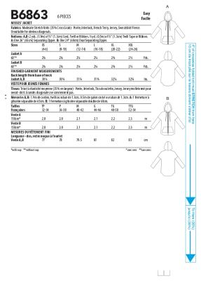 Wykrój na bluzy XS-XXL B6863-A (1)