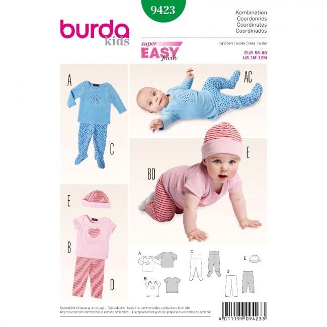 Wykrój Burda na dziecięcą odzież 9423