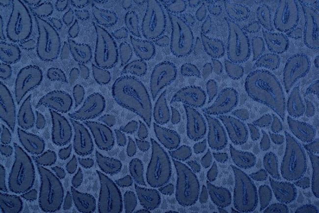Tkanina kostiumowa w kolorze niebieskim z żakardowym wzorem 04454/006