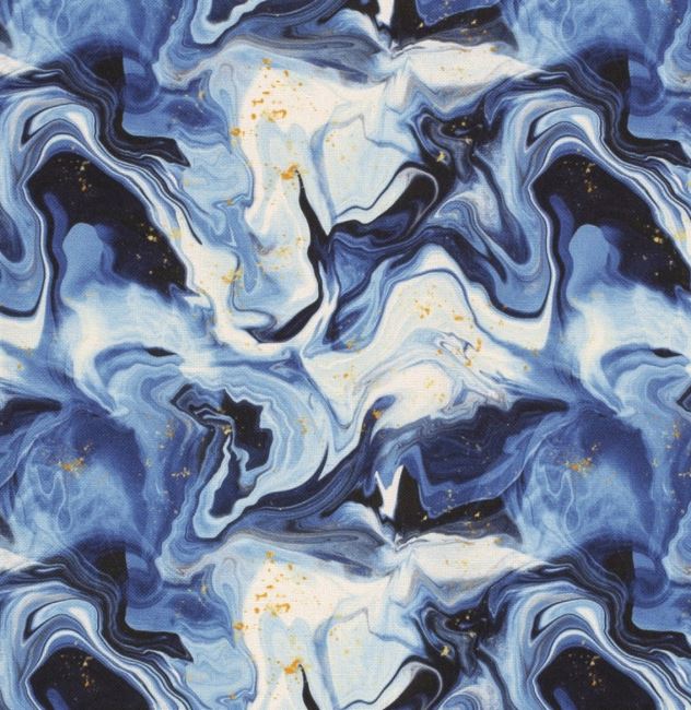 Tkanina dekoracyjna niebieska z cyfrowym nadrukiem marmuru 01670/004