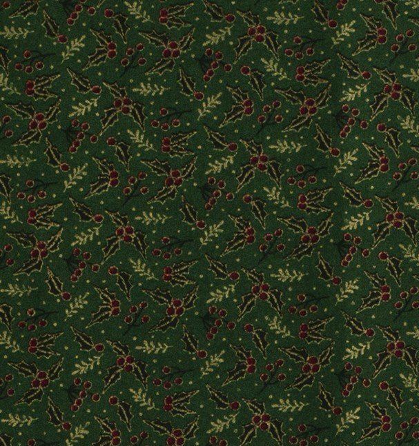 Tkanina bawełniana świąteczna zielona z nadrukiem ostrokrzewu 14715/025