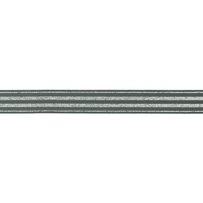 Ozdobna guma w kolorze szarym ze srebrnymi pasami 31849
