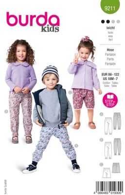 Krój spodni dziecięcych w rozmiarze . 86-122 9211