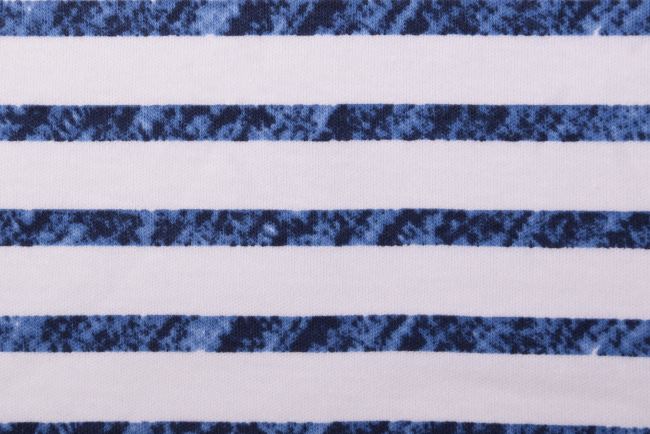 Dzianina bawełniana ze wzorem niebieskich pasków PAR171