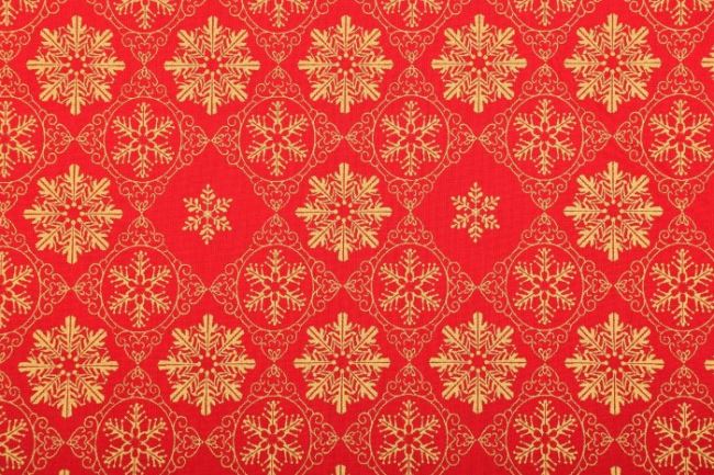 Bawełna świąteczna czerwona ze złotym nadrukiem 123.545/0803