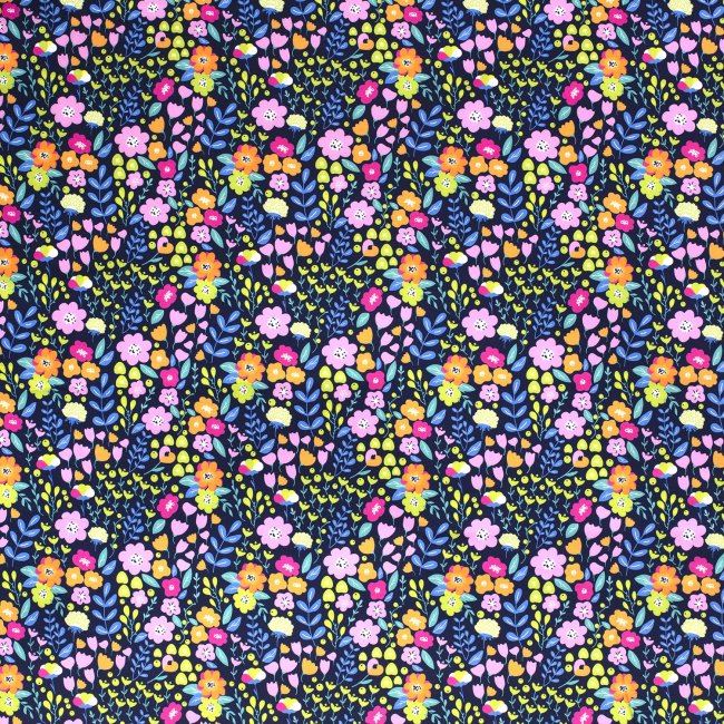 Softshell granatowy z nadrukiem kolorowych kwiatów 14047/008