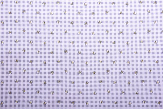 Tkanina bawełniana szara w kratkę ze stokrotkami 11128/061