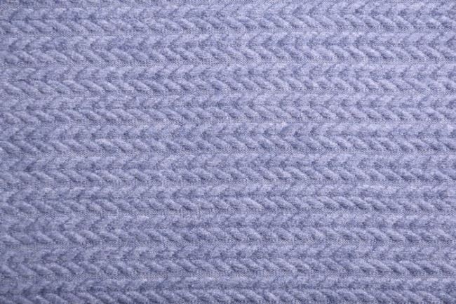 Dzianina swetrowa niebieska ze wzorem warkoczów 0844/690