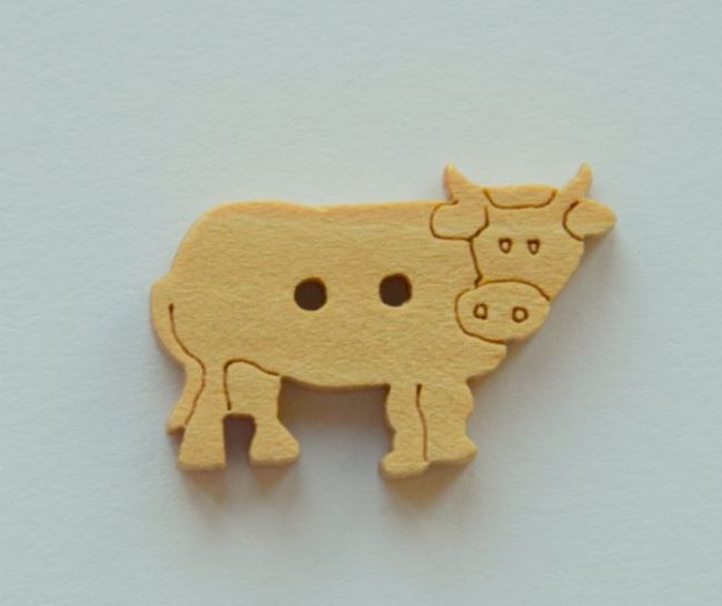 Drewniany guzik w kształcie krowy K-B40-1506BX-