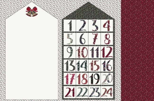 Tkanina bawełniana świąteczna kalendarz świąteczny K64007-001D