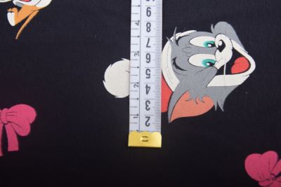 1 m dzianiny bawełnianej w kolorze czarnym z nadrukiem Tom i Jerry DS-KUP82 (1)