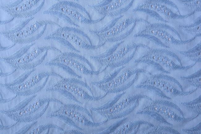 Madeira bawełniana jasnoniebieska ze wzorem liści 13121/003