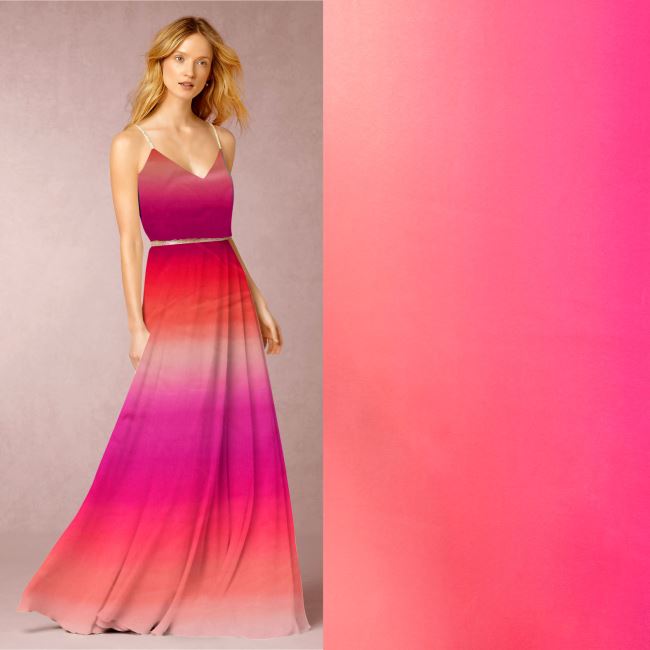 Tkanina sukienkowa/bluzkowa ze wzorem ombre w kolorze różowym TWS010