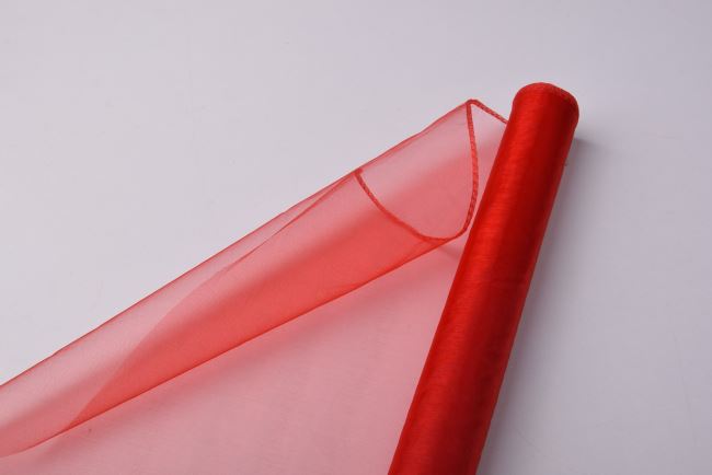 Wstążka z organzy w kolorze czerwonym 48,5 cm 06074
