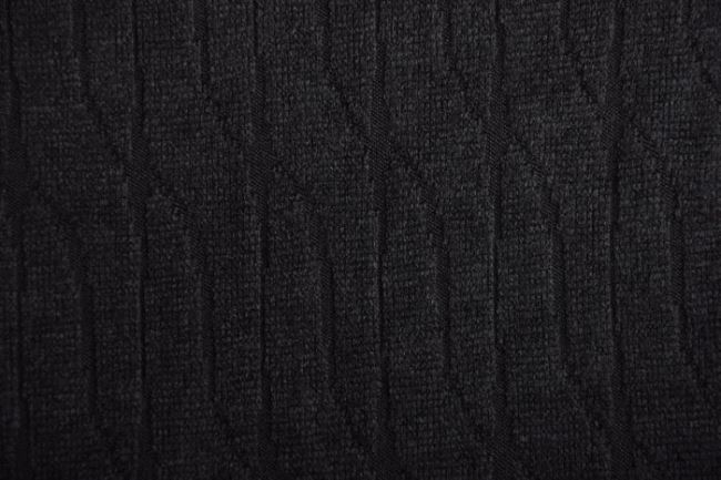 Dzianina swetrowa czarna z plastycznym wzorem 134.068.5001