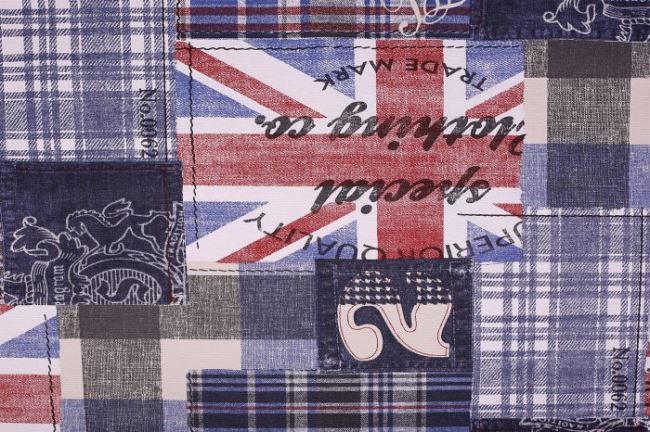 Tkanina dekoracyjna z motywem angielskich symboli 1111/008