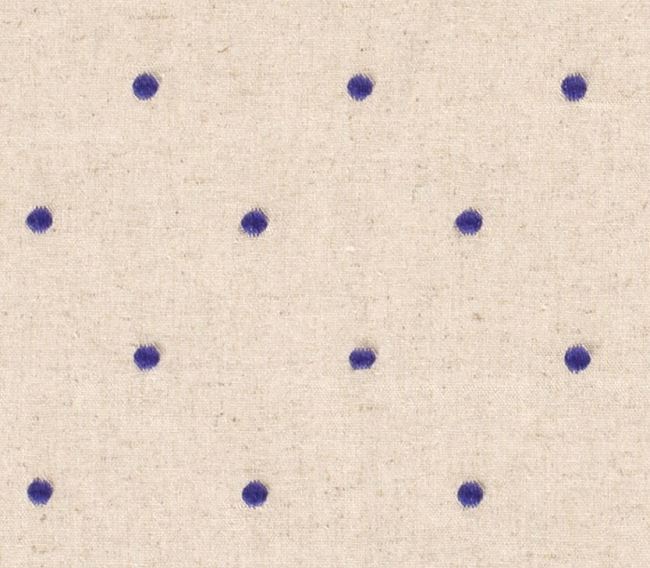 Tkanina wiskozowa z dodatkiem lnu z wyszywanym wzorem kropek 19163/005