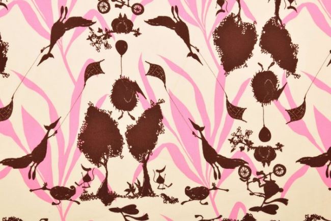 Amerykańska bawełna do patchworku z nadrukiem zwierząt TG82-Pink