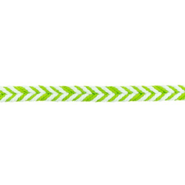 Ozdobny pleciony sznurek w kolorze białym i zielonym 31744