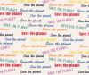 Dzianina French Terry w kremowym kolorze z nadrukiem Save the Planet 21869/051
