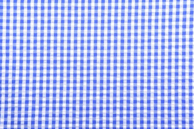 Bawełna koszulowa niebiesko-biała w kratkę kreszowana 01005/050