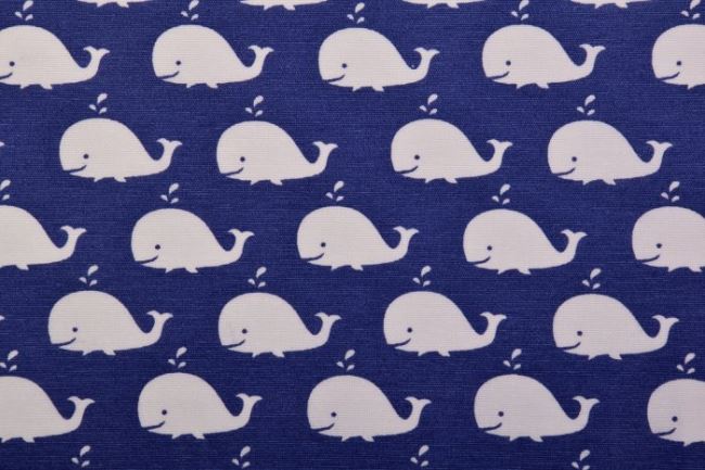Tkanina dekoracyjna z nadrukiem wielorybów 1306/006