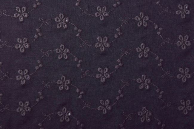 Dżersej wiskozowy czarny z wyszytym kwiatowym wzorem 13588/069