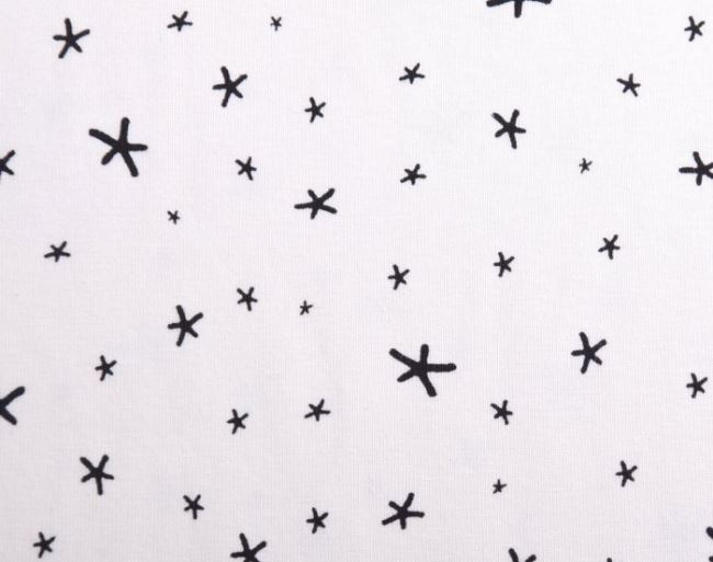 Dzianina bawełniana kremowa z nadrukiem gwiazdek KC1377-031