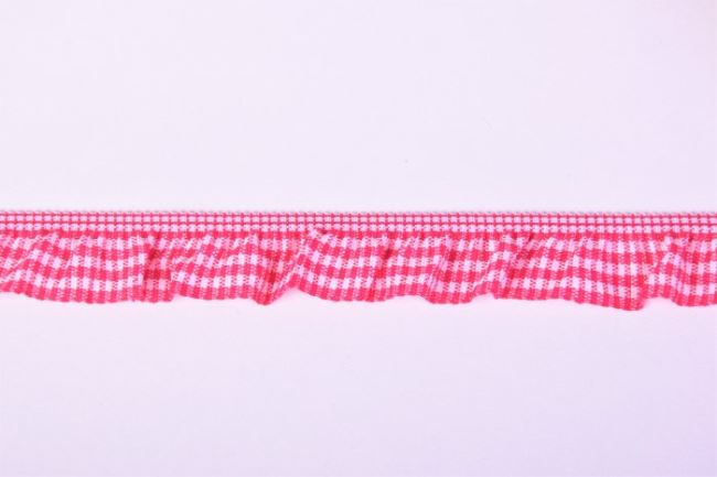 Gumka z falbanką w różową kratkę vichy 40857