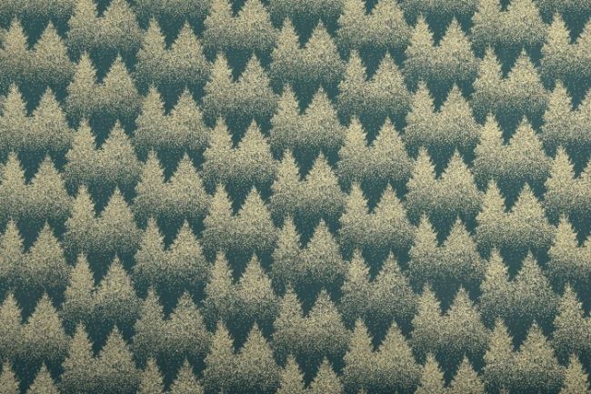 Tkanina bawełniana świąteczna zielona z nadrukiem choinek 12709/025