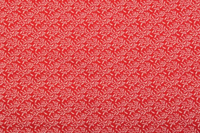 Tkanina bawełniana czerwona w białe gałązki 128.748.3005