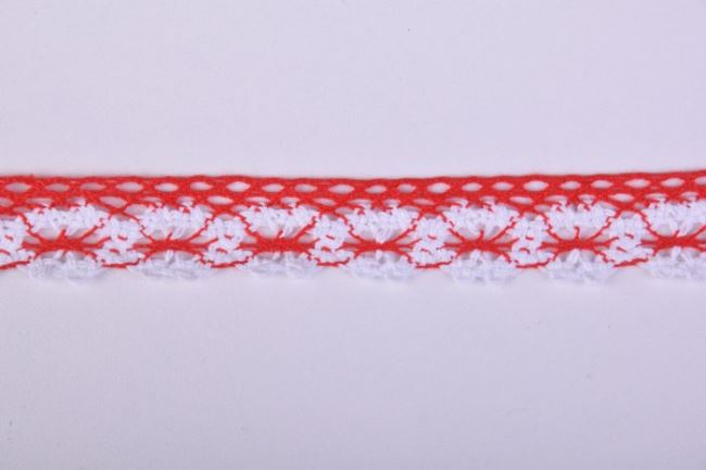 Haftowana koronka bawełniana w kolorze czerwono-białym 11404