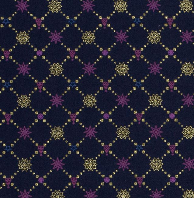 Świąteczna tkanina bawełniana fioletowa z ozdobnym nadrukiem 20740/008