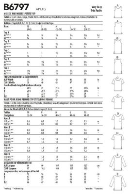Wykrój Butterick na damskie bluzki w roz. XS-XL B6797-A (1)