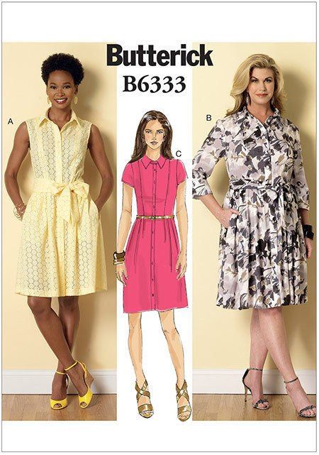 Wykrój Butterick na damskie sukienki szmijzerki w roz. 34-42 B6333-B5